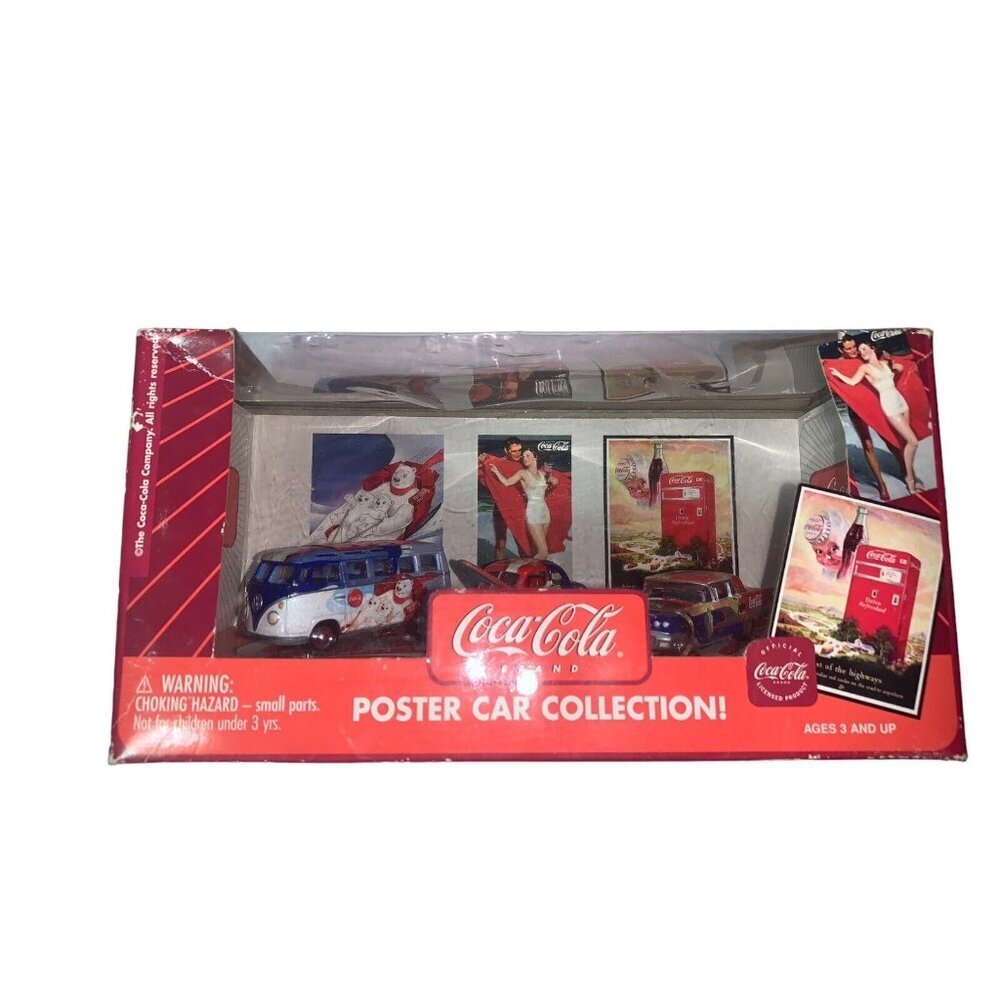 2003 Johnny Lightning Coca Cola Poster Car Collection 65VWBUS 37Coupe 59TBIRD